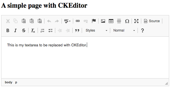 CKEditor added to your sample page