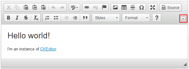 The Collapse Toolbar button in CKEditor