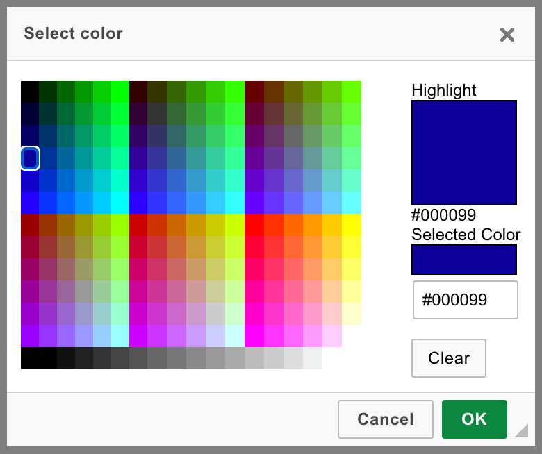 The Select Color dialog window